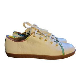 Delman Women Maggie Sneakers Color Edges White Leather Size 9 NWT Coastal Prep